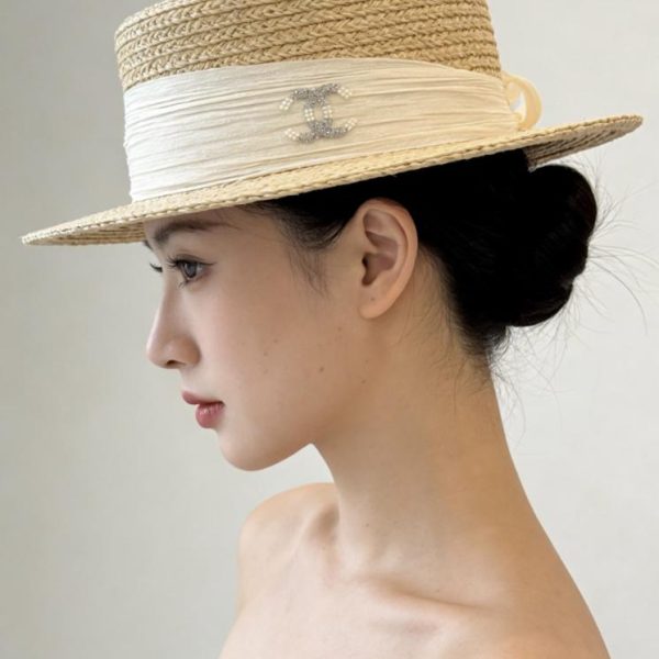 replica,repliche,fake,1:1,earrings,bracelet,ring,jewelry Cappello piatto in paglia naturale Chanel (5Y6E0W)