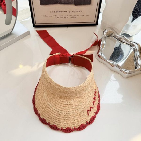 replica,repliche,fake,1:1,earrings,bracelet,ring,jewelry Cappello con visiera in rafia stile Marni (QAMZOF)