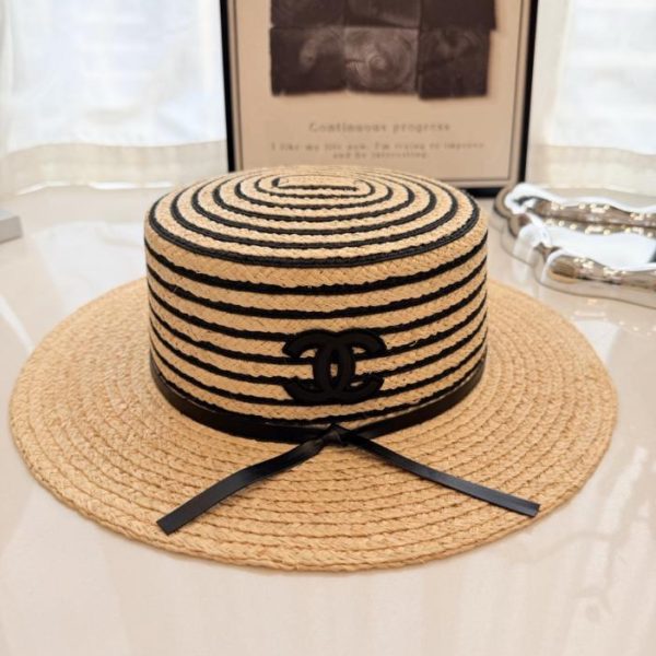 replica,repliche,fake,1:1,earrings,bracelet,ring,jewelry Cappello Chanel a righe in rafia (VYUO0F)