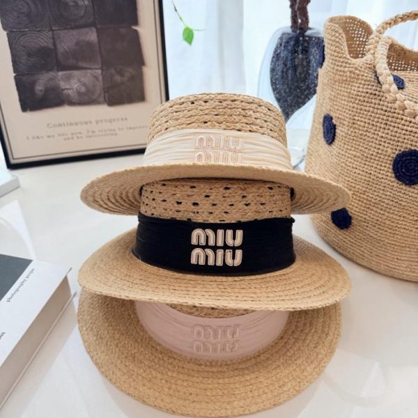 replica,repliche,fake,1:1,earrings,bracelet,ring,jewelry Cappello piatto in rafia MiuMiu (49MBU3)