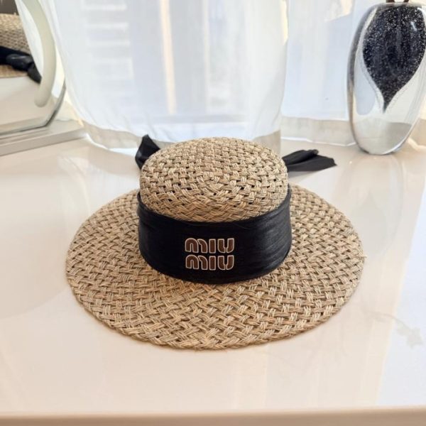 replica,repliche,fake,1:1,earrings,bracelet,ring,jewelry Cappello piatto MiuMiu Salted Grass, intrecciato a mano con erba salata naturale (33Q6F8)