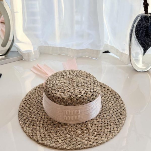 replica,repliche,fake,1:1,earrings,bracelet,ring,jewelry Cappello piatto MiuMiu Salted Grass, tessuto a mano con erba salata naturale (LI6FFS)