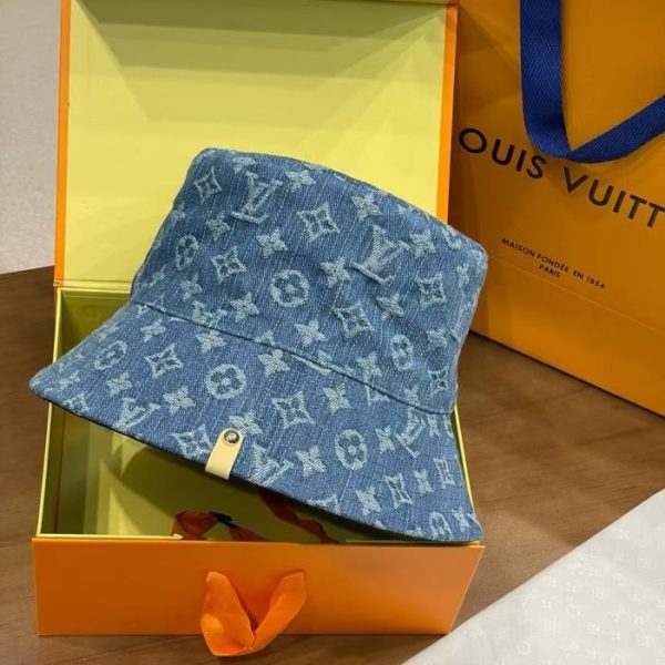 replica,repliche,fake,1:1,earrings,bracelet,ring,jewelry Nuovo cappello a secchiello reversibile in denim di Louis Vuitton (XQUXN3)