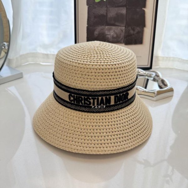 replica,repliche,fake,1:1,earrings,bracelet,ring,jewelry Cappello da pescatore da donna Dior in paglia traforata (5ACN3V)
