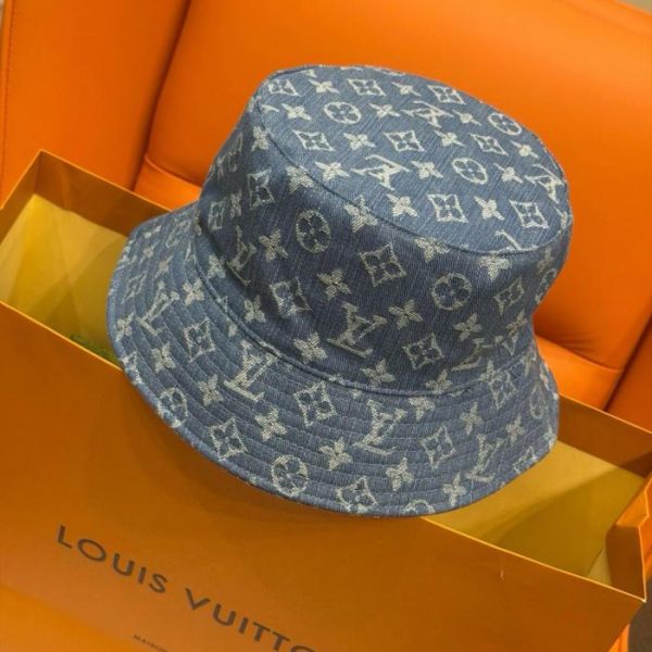 replica,repliche,fake,1:1,earrings,bracelet,ring,jewelry Cappello a secchiello/berretto da baseball in denim con monogramma Louis Vuitton (C4NZWW)
