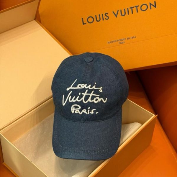replica,repliche,fake,1:1,earrings,bracelet,ring,jewelry Cappellino da baseball in denim LV ricamato con scritta a mano (KBWN00)