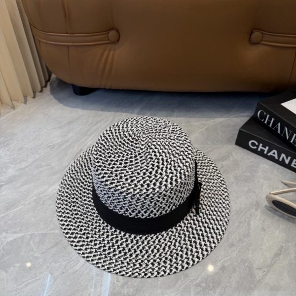 replica,repliche,fake,1:1,earrings,bracelet,ring,jewelry Nuovo cappello di paglia a tesa piatta di CHANEL (8UEB5H)