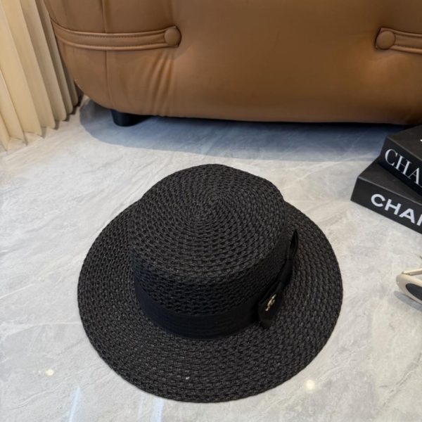 replica,repliche,fake,1:1,earrings,bracelet,ring,jewelry Nuovo cappello di paglia a tesa piatta di CHANEL (DQ84CC)
