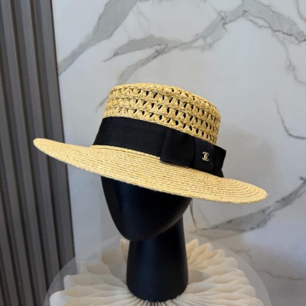 replica,repliche,fake,1:1,earrings,bracelet,ring,jewelry Cappello piatto ufficiale CHANEL, in paglia (J4MJJM)