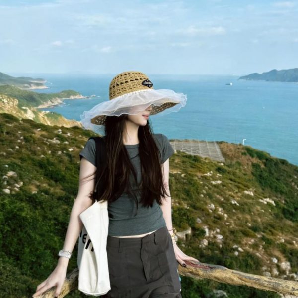 replica,repliche,fake,1:1,earrings,bracelet,ring,jewelry Cappello da spiaggia originale MIUMIU, a tesa larga (2T2B1M)