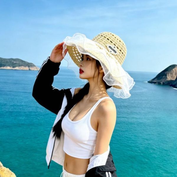 replica,repliche,fake,1:1,earrings,bracelet,ring,jewelry Cappello da spiaggia originale MIUMIU con tesa larga (38V3IU)