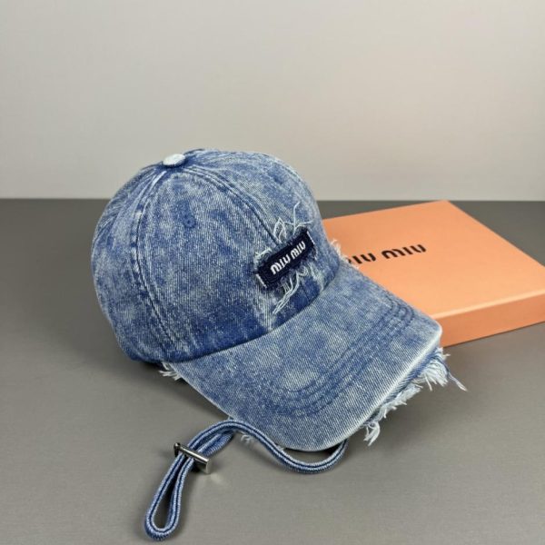 Cappellino da baseball in denim effetto invecchiato MIUMIU (5UEFBK)