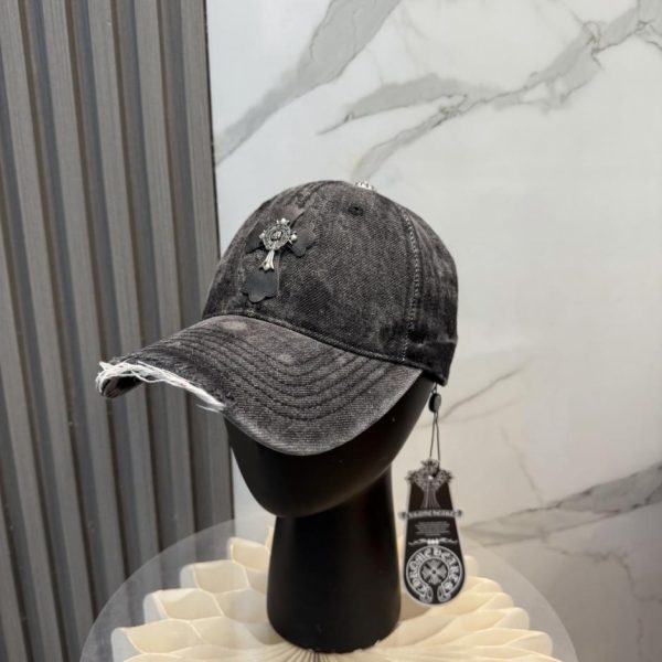 replica,repliche,fake,1:1,earrings,bracelet,ring,jewelry Nuovo cappellino da baseball Chrome Hearts in denim lavato di alta qualità (A0EU84)