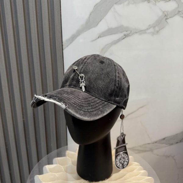 replica,repliche,fake,1:1,earrings,bracelet,ring,jewelry Nuovo cappellino da baseball Chrome Hearts in denim lavato di alta qualità (C91XF4)