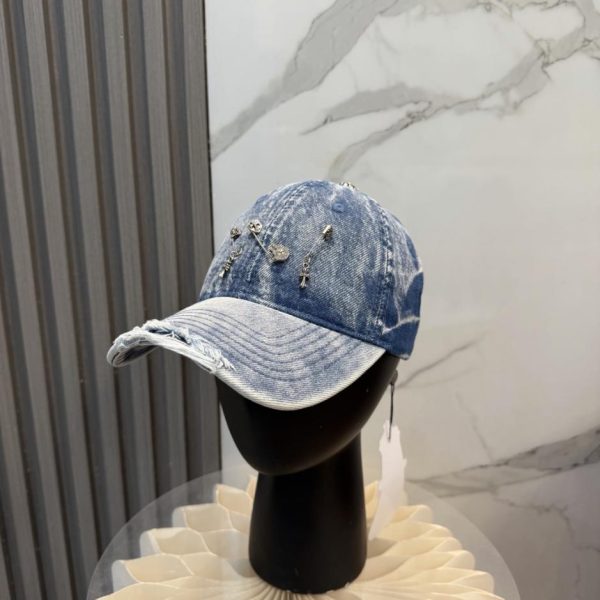 replica,repliche,fake,1:1,earrings,bracelet,ring,jewelry Nuovo cappellino da baseball Chrome Hearts in denim lavato di alta qualità (NIIEBC)
