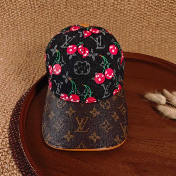replica,repliche,fake,1:1,earrings,bracelet,ring,jewelry Cappellino da baseball in denim con motivo a ciliegie di Louis Vuitton (299UYI)