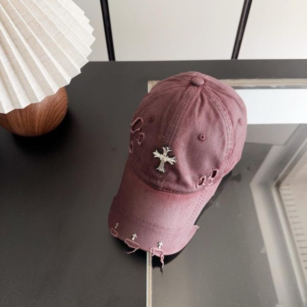 replica,repliche,fake,1:1,earrings,bracelet,ring,jewelry Cappellino da baseball Chrome Hearts stile coreano retrò effetto invecchiato e strappato (GH7V30)