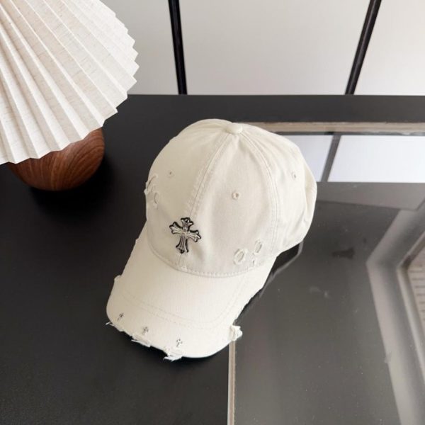 replica,repliche,fake,1:1,earrings,bracelet,ring,jewelry Cappellino da baseball Chrome Hearts stile coreano retrò effetto invecchiato e strappato, ideale per la primavera (YQTBF5)