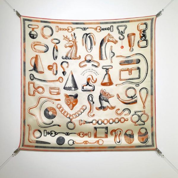 replica,repliche,fake,1:1,earrings,bracelet,ring,jewelry SHMS250618 Momme Double-sided 90x90cm Twill Silk Hermès “Poetic Retrospective of Equestrian Tack Stories” (U10AUA)