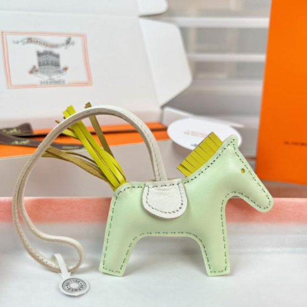 Portachiavi/ciondolo per borsa HERMES mini pony Rodeo pegase classico, cucito a mano in pelle di agnello (SYBBD3).