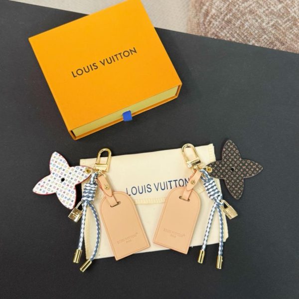 replica,repliche,fake,1:1,earrings,bracelet,ring,jewelry Nuovo arrivo M02958 Portachiavi in ​​pelle con targhetta per bagaglio Louis Vuitton Lock and Bloom, accessorio per borse impilabili (SXC141)