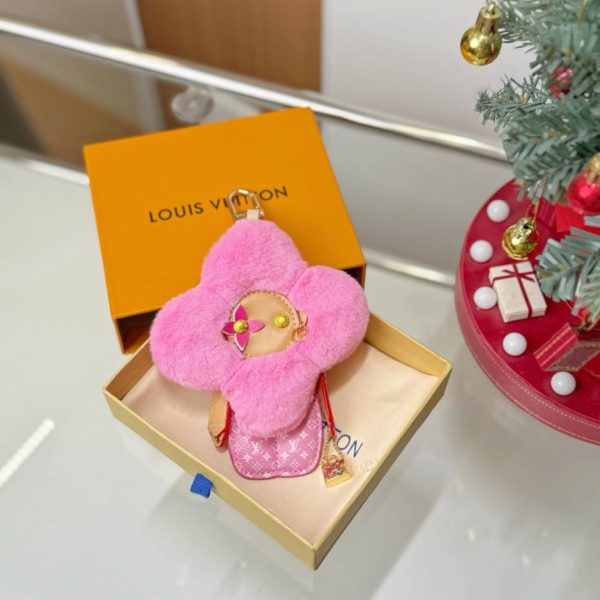 replica,repliche,fake,1:1,earrings,bracelet,ring,jewelry Portachiavi Louis Vuitton VIVIENNE rosso girasole in visone (B8X79G)