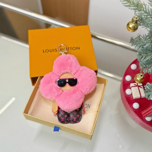 replica,repliche,fake,1:1,earrings,bracelet,ring,jewelry Portachiavi Louis Vuitton VIVIENNE rosso girasole in visone (O4DXJB)