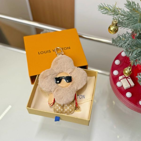 replica,repliche,fake,1:1,earrings,bracelet,ring,jewelry Portachiavi Louis Vuitton VIVIENNE rosso girasole in visone (QLA3T9)