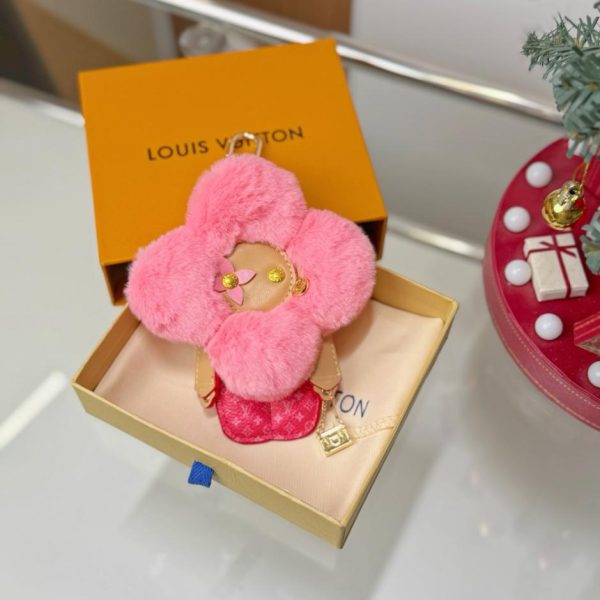 replica,repliche,fake,1:1,earrings,bracelet,ring,jewelry Portachiavi Louis Vuitton VIVIENNE rosso girasole in visone (QSC19R)